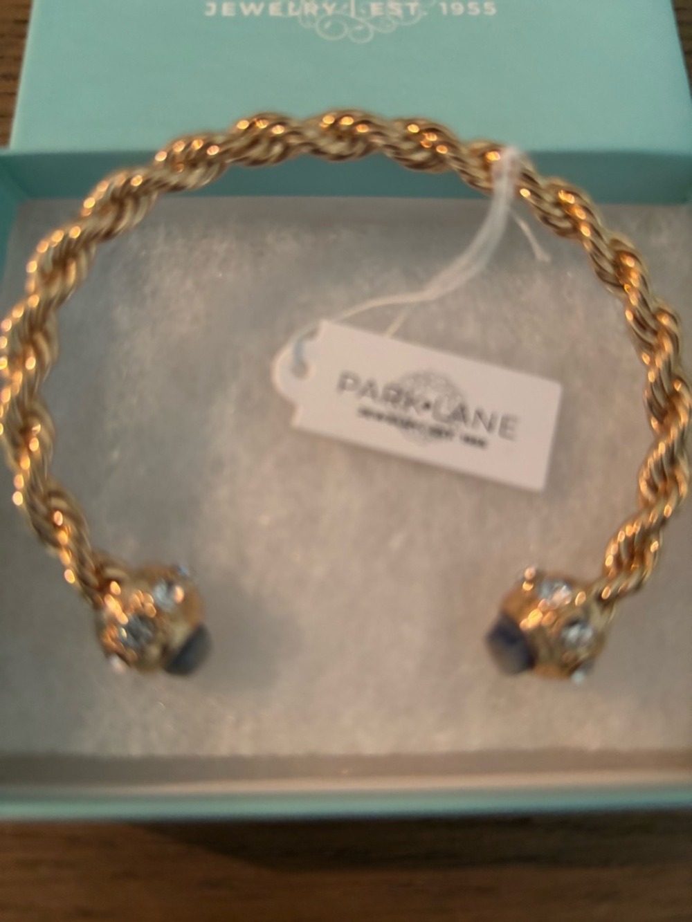 Park Lane Gold-Tone Twisted Rope Cuff Bracelet with Crystal Caps - Picture 2 of 2